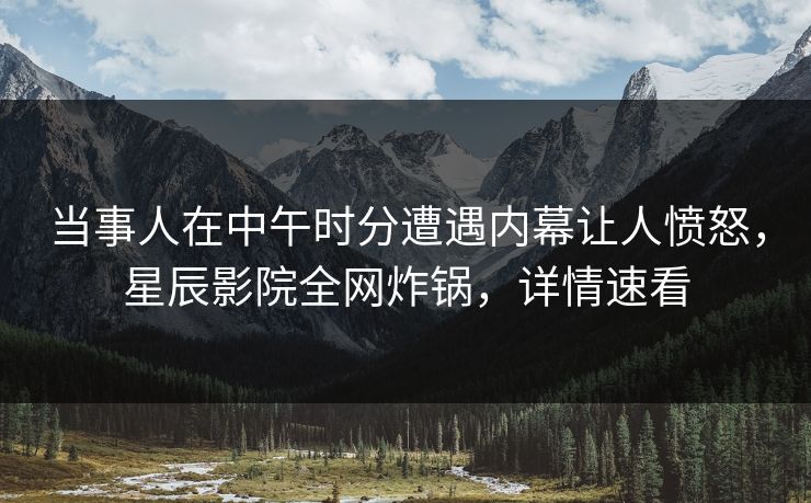 当事人在中午时分遭遇内幕让人愤怒，星辰影院全网炸锅，详情速看