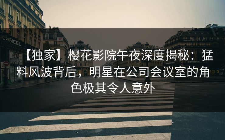 【独家】樱花影院午夜深度揭秘：猛料风波背后，明星在公司会议室的角色极其令人意外