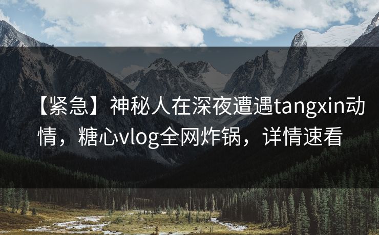 【紧急】神秘人在深夜遭遇tangxin动情，糖心vlog全网炸锅，详情速看