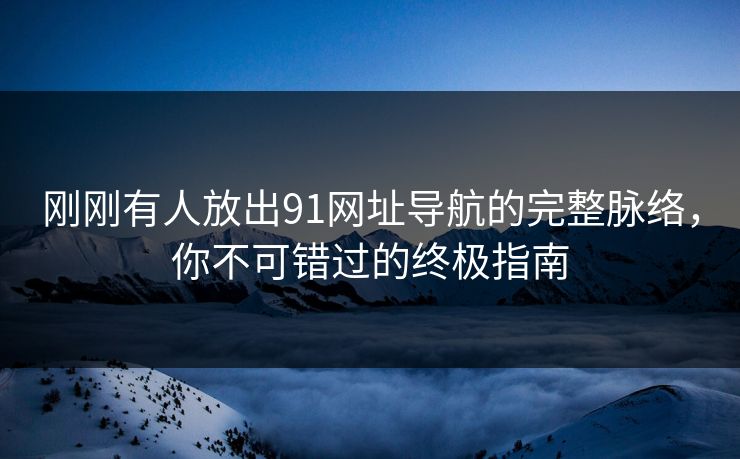刚刚有人放出91网址导航的完整脉络，你不可错过的终极指南